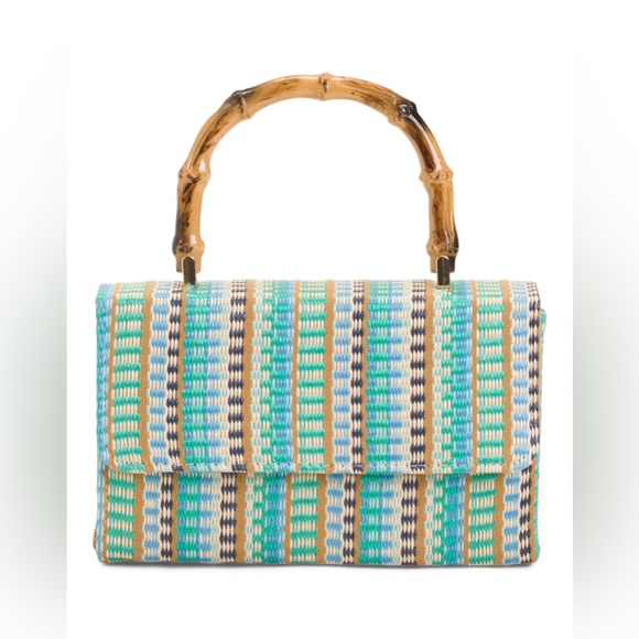 Alessia Bianchi Handbags - Brand New Alessia Bianchi Stripped Bamboo Top Handle Crossbody